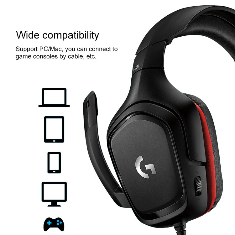 Logitech G331 Dolby 7.1 Surround Sound Stereo Folding Noise Reduction Competition Gaming Headset, G331 – Leather