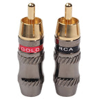 REXLIS TR026 2 PCS RCA Male Plug Audio Jack Gold Plated Adapter for DIY Audio Cable & Video cable, RCA Male – Durable Build, Easy to Use RCA Male