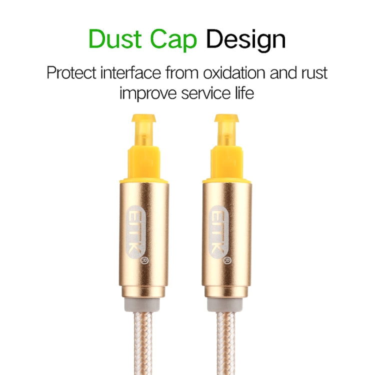 EMK 3m OD4.0mm Gold Plated Metal Head Woven Line Toslink Male to Male Digital Optical Audio Cable, Length: 3m – Non-slip