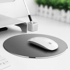 Circle Shape Aluminum Alloy Double-sided Non-slip Mat Desk Mouse Pad, Circle Shape – Leather, Aluminum Alloy, Non-slip
