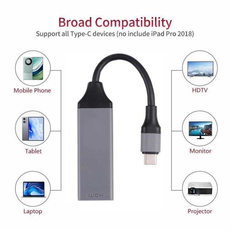 USB-C / Type-C 3.1 to HDMI 4Kx2K HDTV Cable, Cable Length: 20cm, PC1022H, PC1022 – TPU