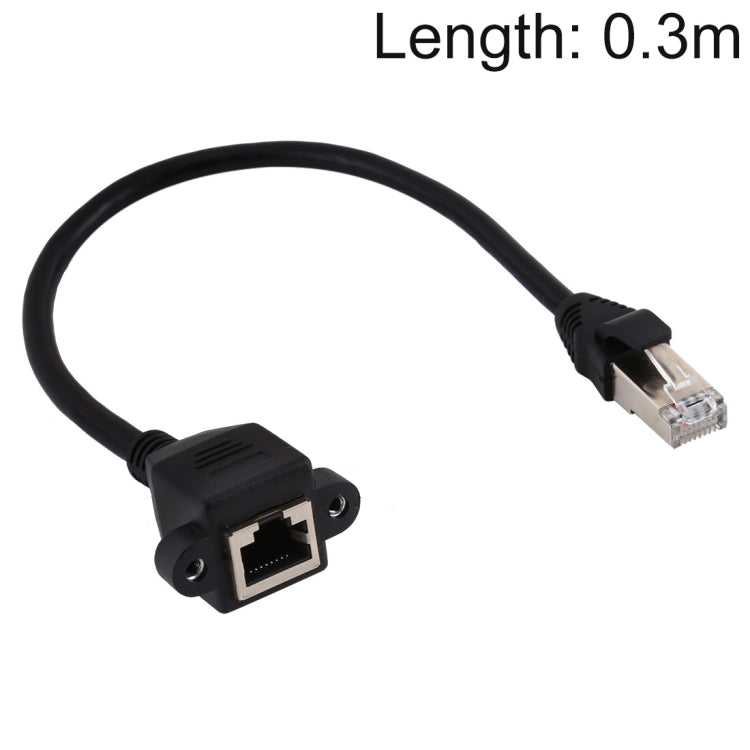 RJ45 Female to Male CATE5 Network Panel Mount Screw Lock Extension Cable , Length: 0.3m, 0.3m – Durable Build, Easy to Use