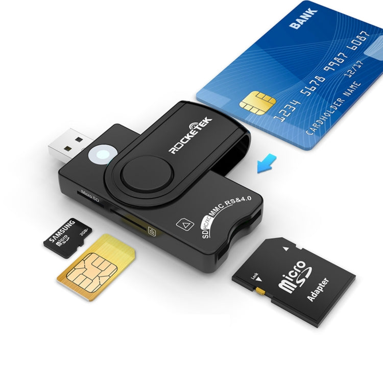 ROCKETEK CR310 USB 3.0 + TF Card + SD Card + SIM Card + Smart Card Multi-function Card Reader, USB 3.0 – Durable Build, Easy to Use USB 3.0