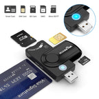 ROCKETEK CR310 USB 3.0 + TF Card + SD Card + SIM Card + Smart Card Multi-function Card Reader, USB 3.0 – Durable Build, Easy to Use