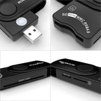 ROCKETEK CR310 USB 3.0 + TF Card + SD Card + SIM Card + Smart Card Multi-function Card Reader, USB 3.0 – Durable Build, Easy to Use