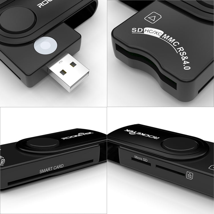 ROCKETEK CR310 USB 3.0 + TF Card + SD Card + SIM Card + Smart Card Multi-function Card Reader, USB 3.0 – Durable Build, Easy to Use