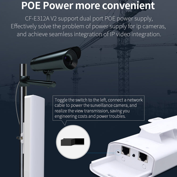 COMFAST CF-E312A Qualcomm AR9344 5.8GHz 300Mbps/s Outdoor ABS Wireless Network Bridge with POE Adapter – Waterproof