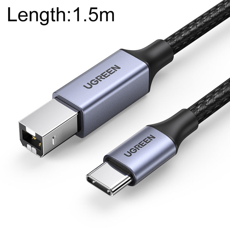 Ugreen Type-C / USB-C to Type-B Printer Nylon Braid Connect Data Cable, Length: 1.5m, Length: 1.5m – Wear-resistant, Aluminum Alloy Length: 1.5m