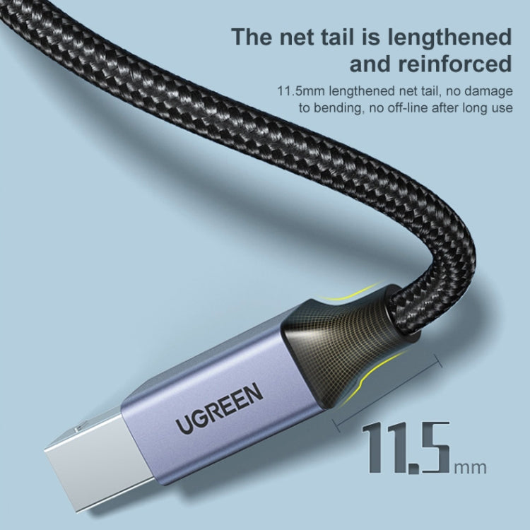 Ugreen Type-C / USB-C to Type-B Printer Nylon Braid Connect Data Cable, Length: 1.5m, Length: 1.5m – Wear-resistant, Aluminum Alloy