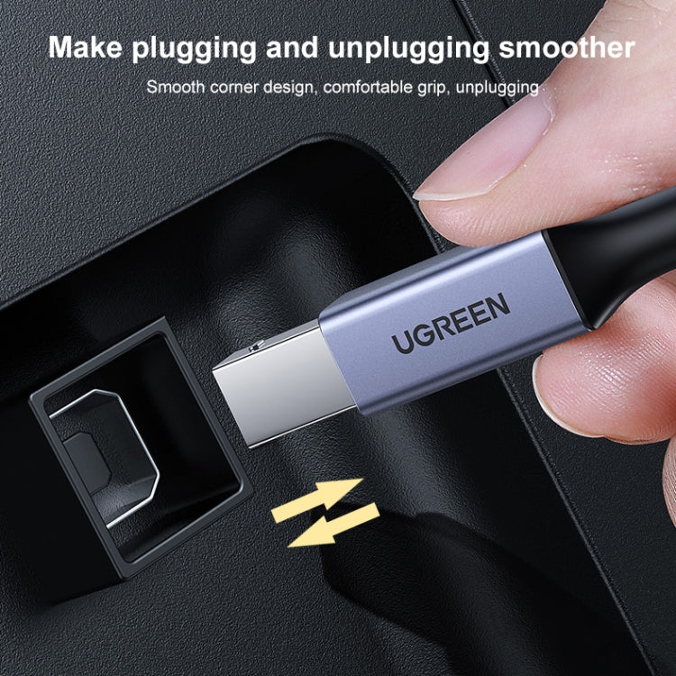 Ugreen Type-C / USB-C to Type-B Printer Nylon Braid Connect Data Cable, Length: 1.5m, Length: 1.5m – Wear-resistant, Aluminum Alloy