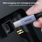 Ugreen Type-C / USB-C to Type-B Printer Nylon Braid Connect Data Cable, Length: 1.5m, Length: 1.5m – Wear-resistant, Aluminum Alloy