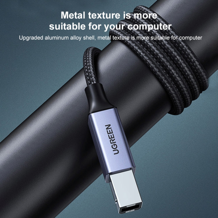 Ugreen Type-C / USB-C to Type-B Printer Nylon Braid Connect Data Cable, Length: 1.5m, Length: 1.5m – Wear-resistant, Aluminum Alloy
