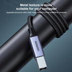 Ugreen Type-C / USB-C to Type-B Printer Nylon Braid Connect Data Cable, Length: 1.5m, Length: 1.5m – Wear-resistant, Aluminum Alloy