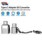 Micro USB Female to USB-C / Type-C Male + USB 2.0 Female to USB-C / Type-C Male Metal Adapter – Durable Build, Easy to Use
