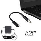PD 100W 18.5-20V 7.4 x 0.6mm to USB-C / Type-C Adapter Nylon Braid Cable for Dell, 7.4 x 0.6mm – TPU