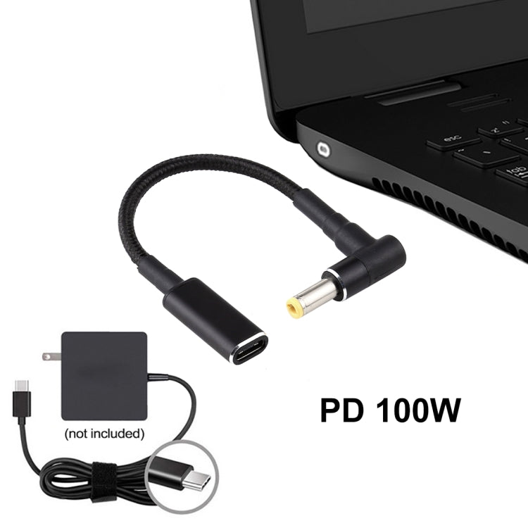 PD 100W 18.5-20V 5.5 x 2.5mm Elbow to USB-C / Type-C Adapter Nylon Braid Cable, 5.5 x 2.5mm – TPU