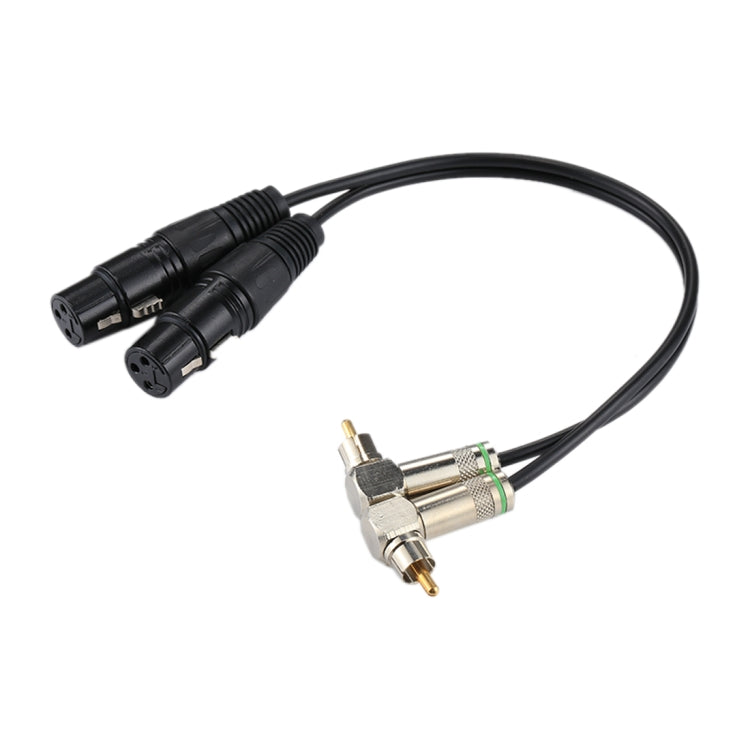 2 RCA Elbow Male to 2 x 3 Pin XLR CANNON Female Audio Connector Adapter Cable for Microphone / Audio Equipment, Total Length: about 34cm, 2 RCA Elbow Male 2 RCA Elbow Male