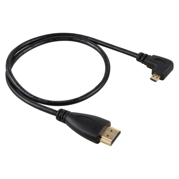 50cm 4K HDMI Male to Micro HDMI Left Angled Male Gold-plated Connector Adapter Cable, 50cm Left – 4K