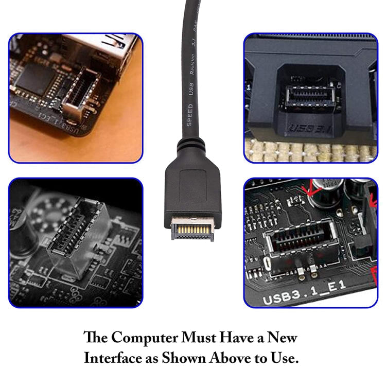 30cm USB 3.1 Type-E to USB 3.0 Motherboard 19 Pin Male Expansion Cable – Durable Build, Easy to Use