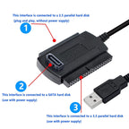 USB 2.0 to IDE / SATA Hard Disk Adapter Cable, Cable Length: 50cm – Durable Build, Easy to Use