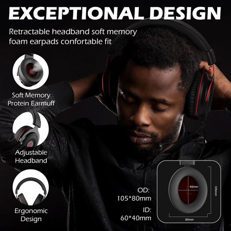 EKSA E900 Pro 7.1 Gaming Wire-Controlled Head-mounted USB Luminous Gaming Headset with Microphone, E900 Pro – Durable Build, Easy to Use