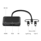 7585B 3 in 1 Micro USB / 8 Pin / Type-C to VGA / HDTV / AV Adapter Mobile HD Screen Player