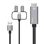 Onten OTN-7537A 3 in 1 1080P Mobile HD Screen Player Adapter Cable, OTN-7537A OTN-7537A Grey