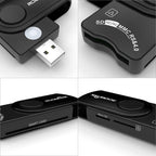 ROCKETEK CR310 USB 2.0 + TF Card + SD Card + SIM Card + Smart Card Multi-function Card Reader, USB 2.0 – Durable Build, Easy to Use
