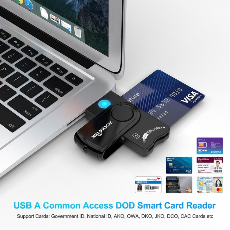 ROCKETEK CR310 USB 2.0 + TF Card + SD Card + SIM Card + Smart Card Multi-function Card Reader, USB 2.0 – Durable Build, Easy to Use