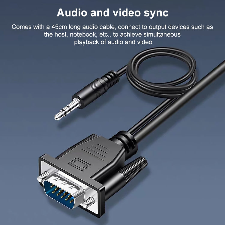 HDCO-VGAM2 1080P VGA Male to HDMI Female Converter with 3.5mm Audio Cable, HDCO-VGAM2 – Aluminum Alloy, TPU