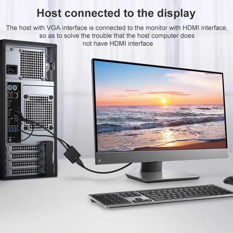 HDCO-VGAM2 1080P VGA Male to HDMI Female Converter with 3.5mm Audio Cable, HDCO-VGAM2 – Aluminum Alloy, TPU