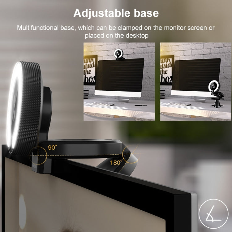 Landshine 90 Degree Wide-angle 2K USB Autofocus Computer Live Beauty HD Camera with Ring Light – TPU