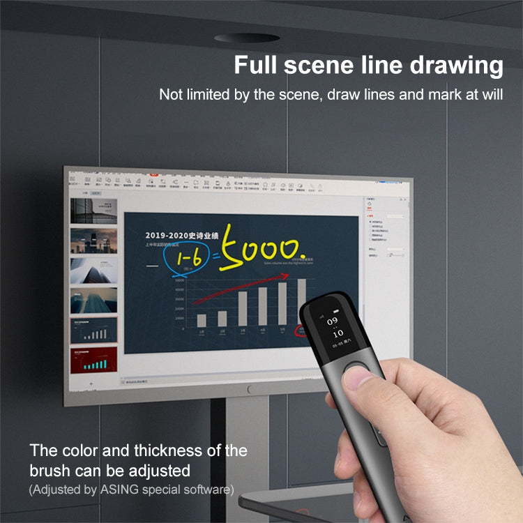 32GB Green Light Multifunctional PPT Touch Laser Page Turning Pen Wireless Presenter, A9 Pro 32GB Green Light(Grey) – Aluminum Alloy