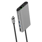 Onten 9591BD 8 in 1 USB-C / Type-C to PD USB-C / Type-C Charging + Gigabit Ethernet + Dual USB 3.0 + HDMI + VGA + SD Card Slot + 3.5mm AUX HUB, 9591BD Grey, 9591BD Silver – Card Slot, 4K