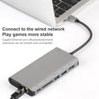 Onten 9591BD 8 in 1 USB-C / Type-C to PD USB-C / Type-C Charging + Gigabit Ethernet + Dual USB 3.0 + HDMI + VGA + SD Card Slot + 3.5mm AUX HUB, 9591BD Grey, 9591BD Silver – Card Slot, 4K