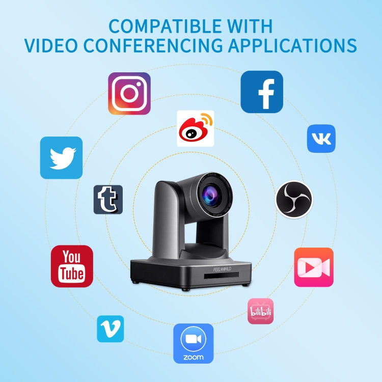 FEELWORLD POE20X Simultaneous 20X Optical Zoom Live Streaming PTZ Camera, EU and US Plug, POE20X – TPU, 4K