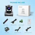 FEELWORLD POE20X Simultaneous 20X Optical Zoom Live Streaming PTZ Camera, EU and US Plug, POE20X – TPU, 4K