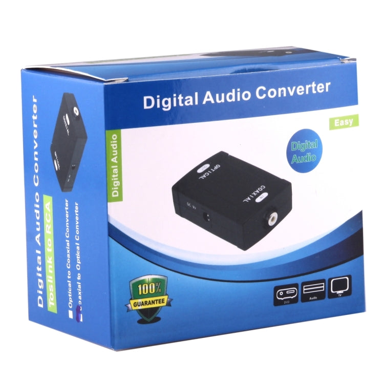 Optical Toslink Input to Coaxial RCA Output Digital Audio Converter Adapter, Optical Toslink Input – TPU