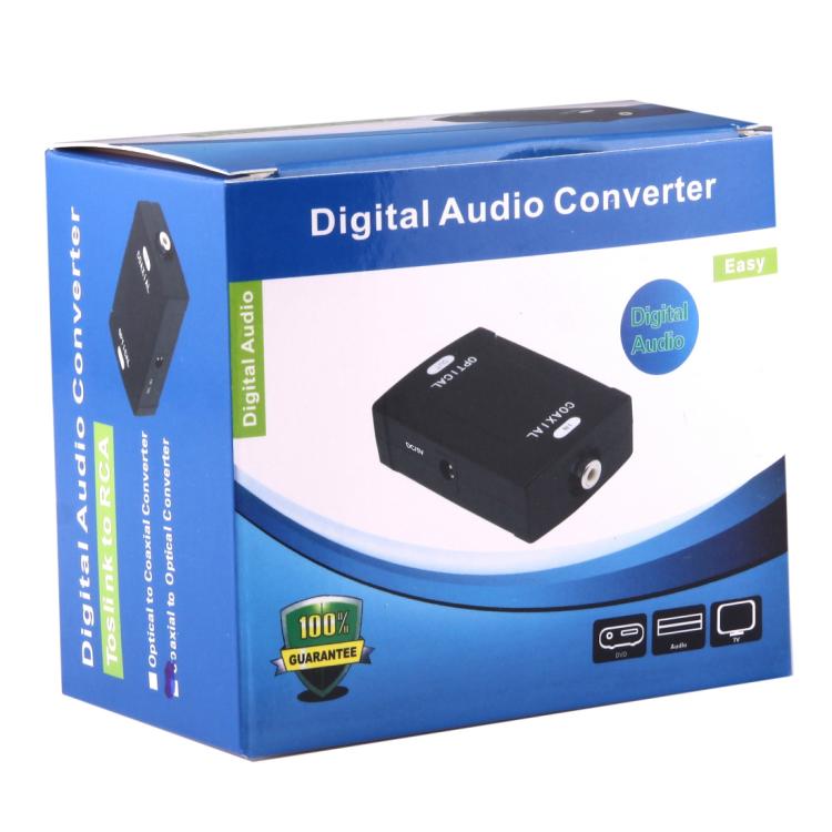 Coaxial RCA Input to Optical Toslink Output Digital Audio Converter Adapter, Coaxial RCA Input – TPU