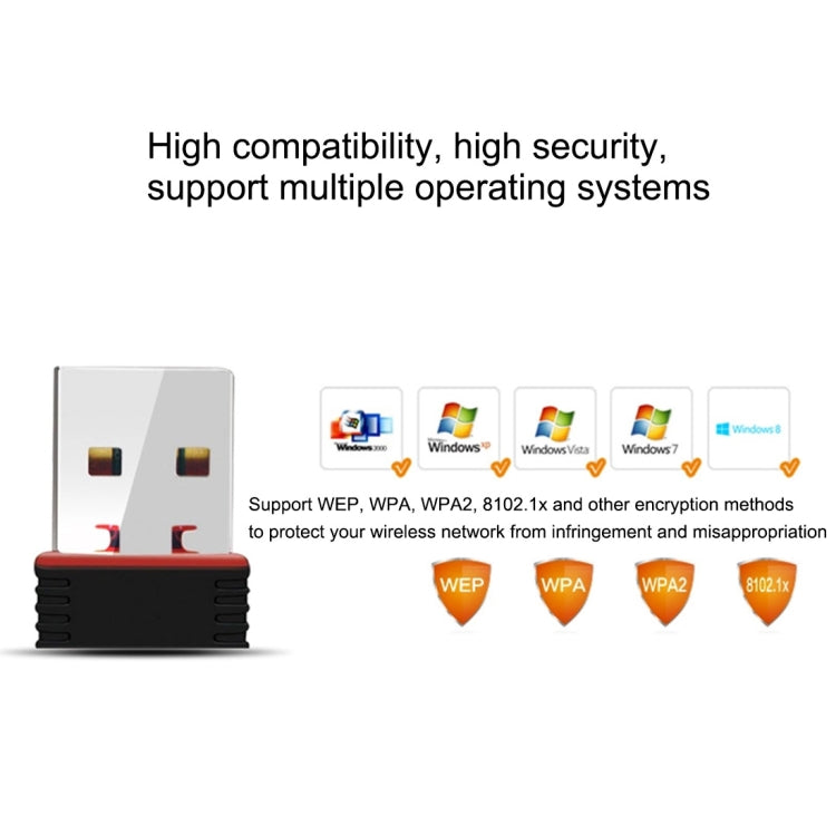 RTL8188 150Mbps 2.4GHz USB 2.0 WiFi Adapter External Network Card – Data Transmission