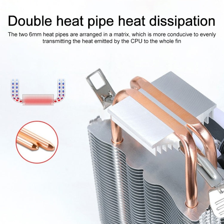 W-X3 3 Pin 9cm Double Copper Pipe Mute LED CPU Cooler Fan – Durable Build, Easy to Use