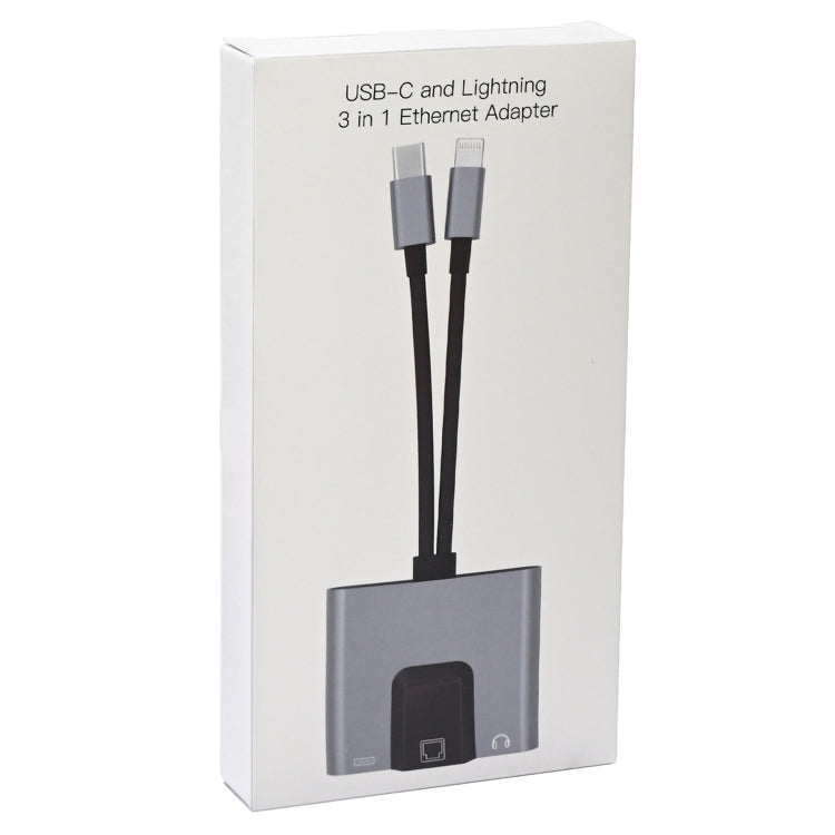 NK-1056Pro Earphone – 3 in 1 8 Pin + USB-C / Type-C Male to 8 Pin Charging + Ethernet + 3.5mm...