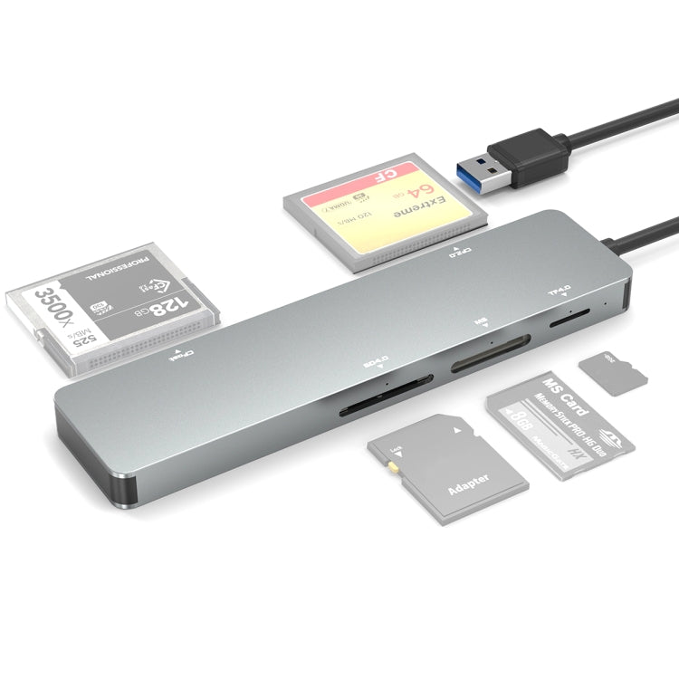 Rocketek CR308 USB3.0 Multi-function Card Reader CF / CFast / SD / MS / TF Card 5 in 1 – Card Slot, Aluminum Alloy Default Title