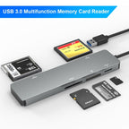 Rocketek CR308 USB3.0 Multi-function Card Reader CF / CFast / SD / MS / TF Card 5 in 1 – Card Slot, Aluminum Alloy