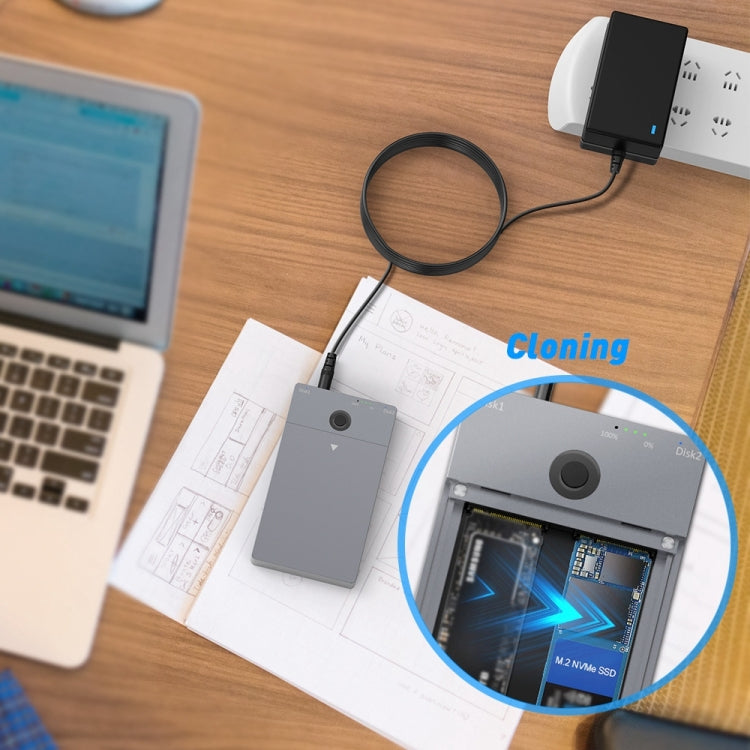 Rocketek ME921 USB3.1 Gen2 Dual M.2 Solid State Drive Box NVMe Docking Station, EU Plug, EU Plug – Data Transmission