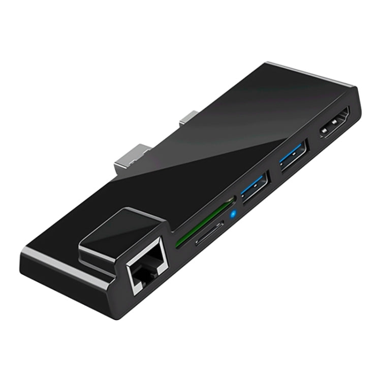 Rocketek SH768 6 in 1 RJ45 / USB 3.0 / HDMI / SD / TF HUB Adapter for Surface Pro 5 / 6 – Card Slot, Aluminum Alloy, TPU, For Surface Pro 5 / 6 with RJ45 For Surface Pro 5 6 with RJ45