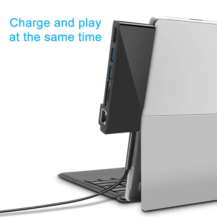 Rocketek SH768 6 in 1 RJ45 / USB 3.0 / HDMI / SD / TF HUB Adapter for Surface Pro 5 / 6 – Card Slot, Aluminum Alloy, TPU, For Surface Pro 5 / 6 with RJ45