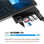 Rocketek SH768 6 in 1 RJ45 / USB 3.0 / HDMI / SD / TF HUB Adapter for Surface Pro 5 / 6 – Card Slot, Aluminum Alloy, TPU, For Surface Pro 5 / 6 with RJ45