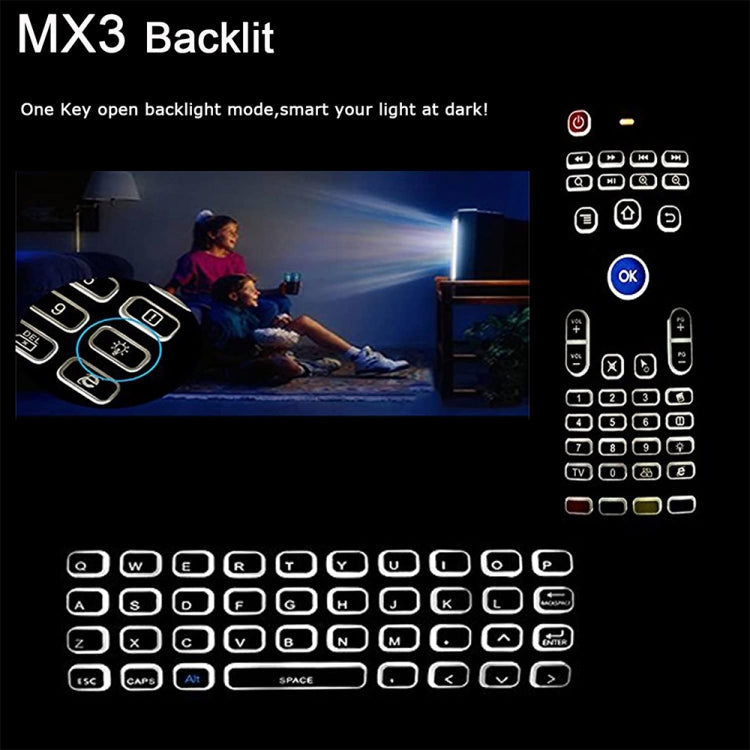 MX3-L White Backlit Version 2.4GHz Fly Air Mouse Wireless Keyboard Remote Control, White Backlit Version – Durable Build, Easy to Use