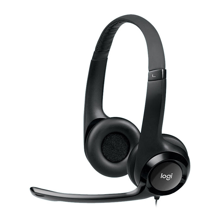 Logitech H390 USB Wired Headset Stereo Headphones with Noise-Cancelling Microphone – Leather, Plug-and-play Default Title